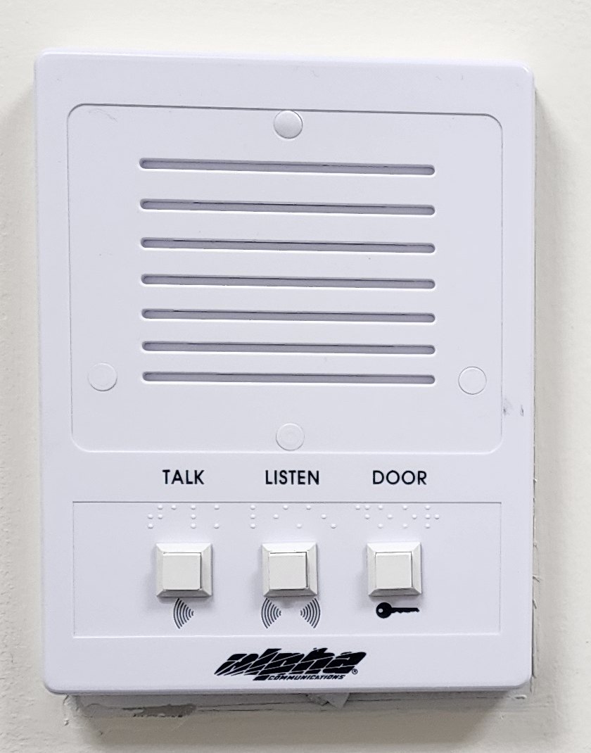 Apartment intercom tenant station with talk, listen and door release buttons